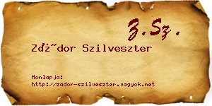 Zádor Szilveszter névjegykártya